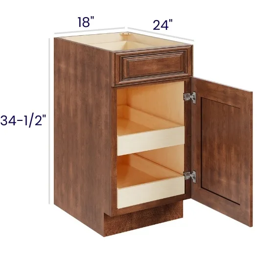 Red Cherry Single Door Single Drawer Bases With Two Rollouts