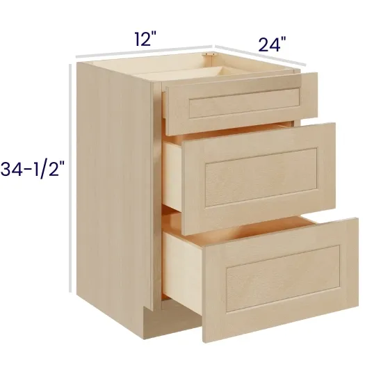 Natural Birch 3 Drawer Bases