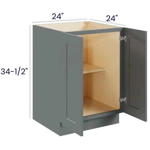 Heather Gray Shaker Full Height Double Door Bases