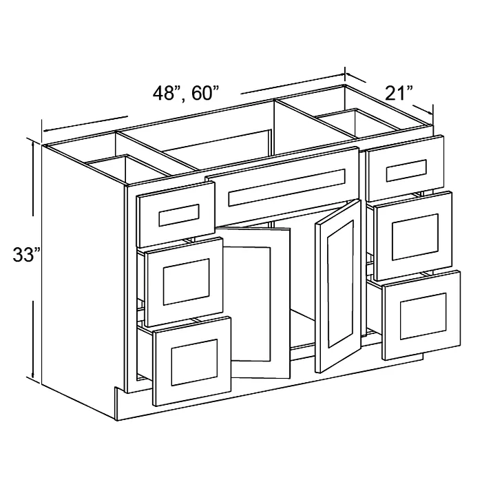 White Shaker Vanity Sink Base With Drawers Cabinet