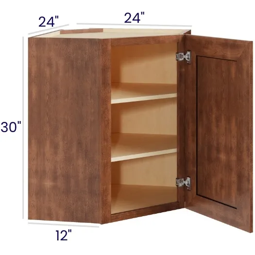 Red Cherry Diagonal Corner Wall Cabinets