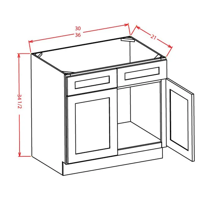 Red Cherry Vanity Sink Base · Double Door Double Drawer Front