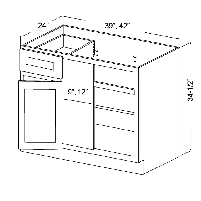 White Shaker Blind Corner Base Left
