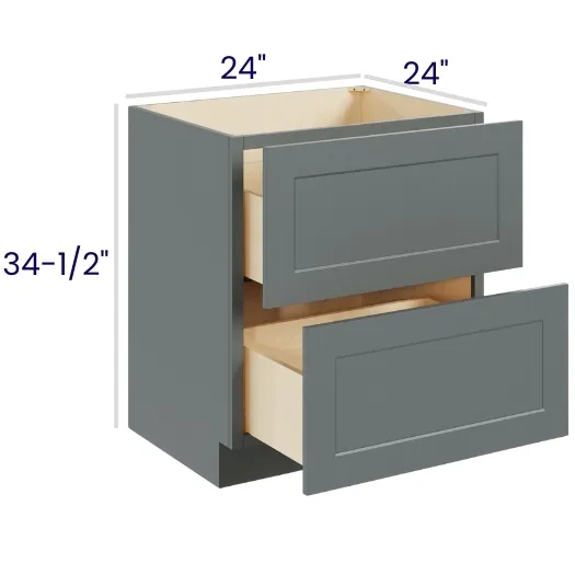 Heather Gray Shaker 2 Drawer Bases