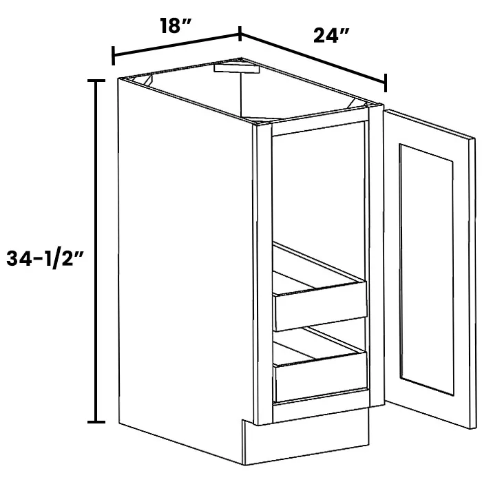 Red Cherry Full Height Single Door Bases With Two Rollouts
