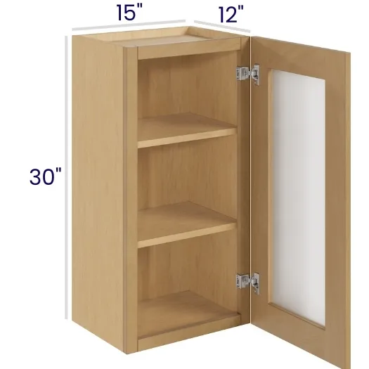 Oak Shaker 30" Wall Cabinets with Glass Doors · Single Door