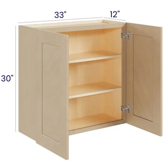 Natural Birch 30" High Wall Cabinets · Double Door