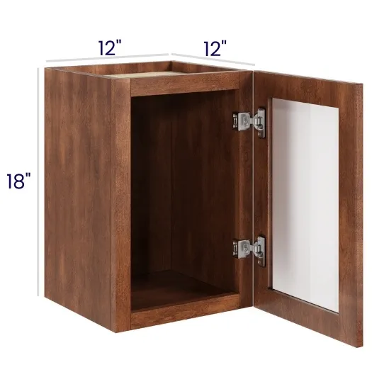 Red Cherry Single Door Stacker Cabinets · 18" Tall · Finished Interior · DOES NOT INCLUDE GLASS