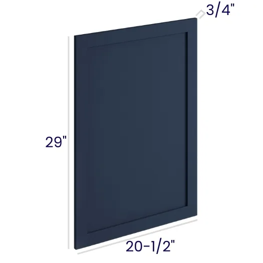 Navy Blue Shaker Panels · Vanity Decorative End