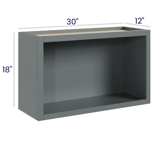 Heather Gray Shaker Wall Open Cabinet