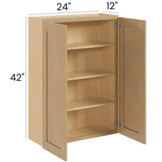 Oak Shaker 42" High Wall Cabinets · Double Door