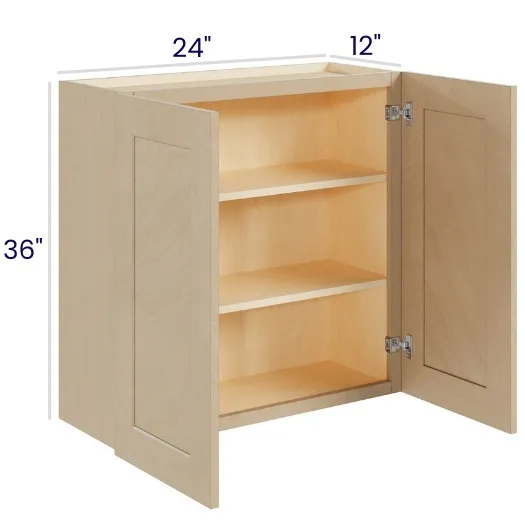 Natural Birch 36" High Wall Cabinets · Double Door