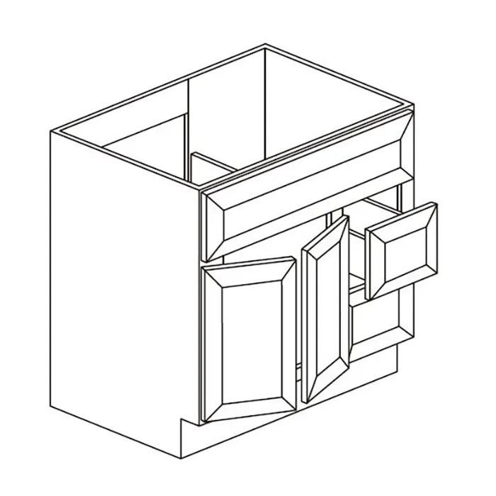 White Shaker Vanity Combo Bases · Doors Left