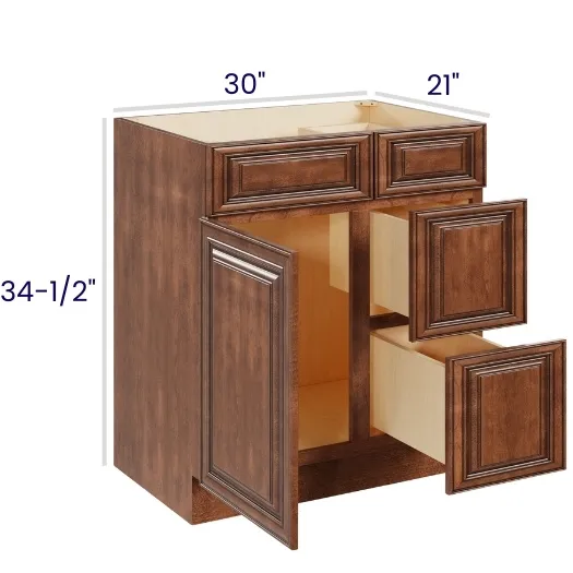 Red Cherry Vanity Combo Bases · Drawers Right