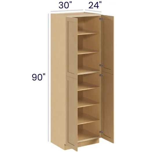 Oak Shaker Pantry Cabinets · Double Doors