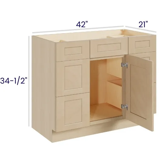 Natural Birch Vanity Double Drawer Base