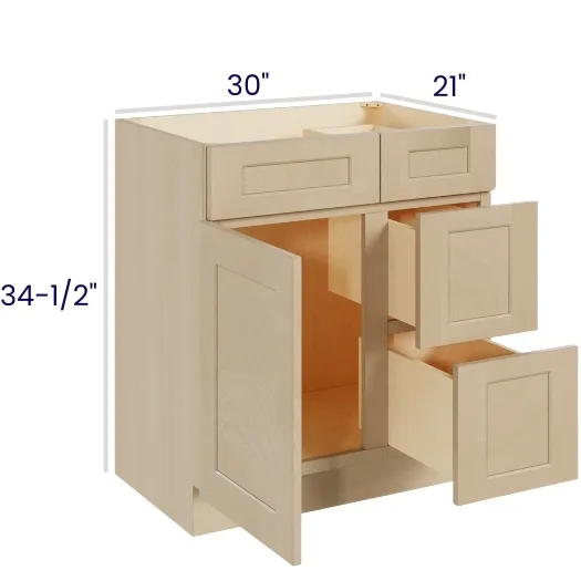Natural Birch Vanity Combo Bases · Drawers Right