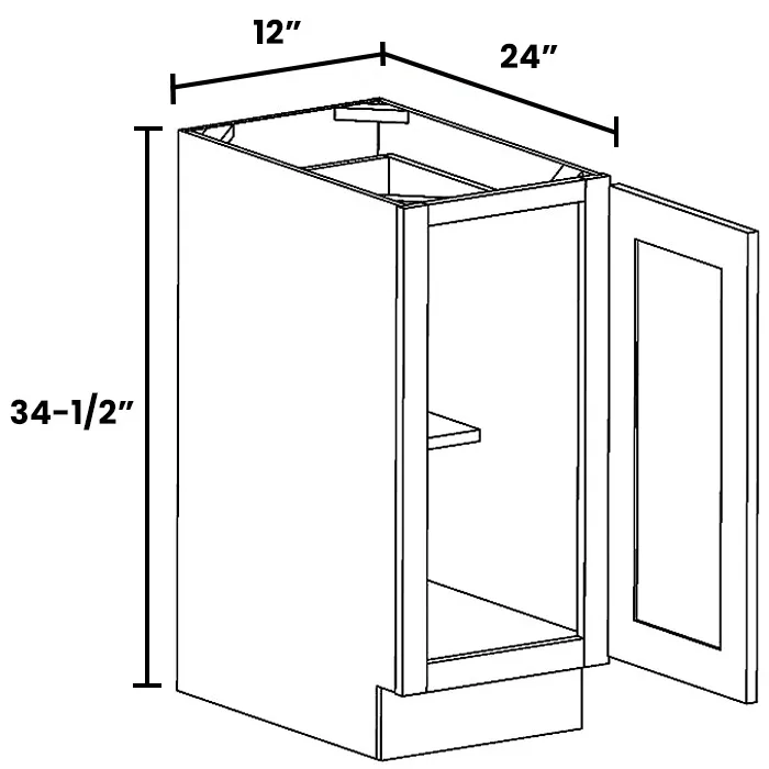 Heather Gray Shaker Full Height Single Door Bases