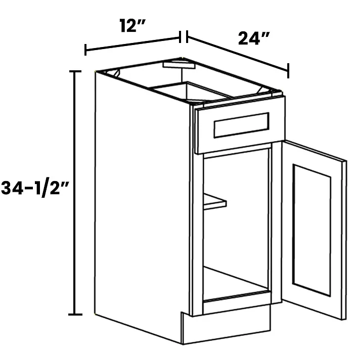Heather Gray Shaker Single Door Single Drawer Bases