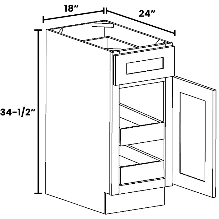 Red Cherry Single Door Single Drawer Bases With Two Rollouts