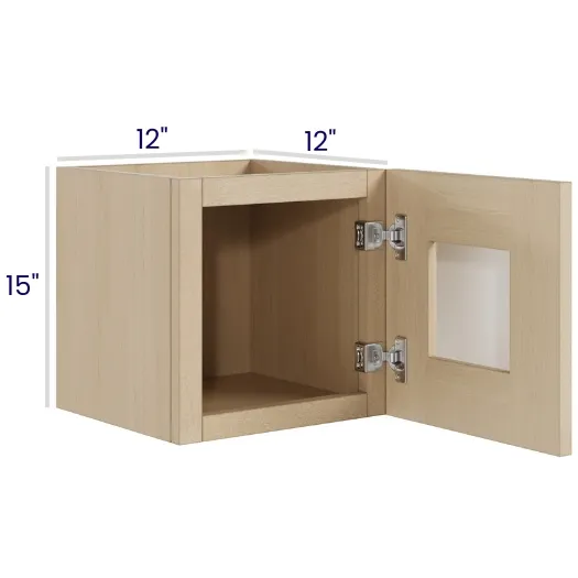Natural Birch Single Door Stacker Cabinets · 15" Tall · Finished Interior · DOES NOT INCLUDE GLASS