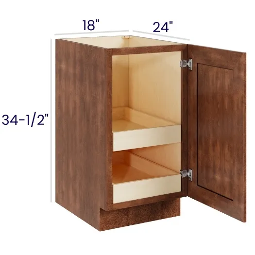 Red Cherry Full Height Single Door Bases With Two Rollouts