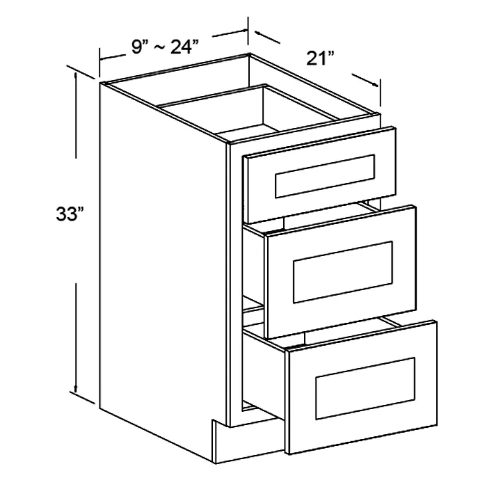 White Shaker Vanity Drawer Base Cabinet