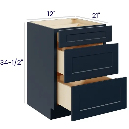 Navy Blue Shaker Vanity Drawer Bases