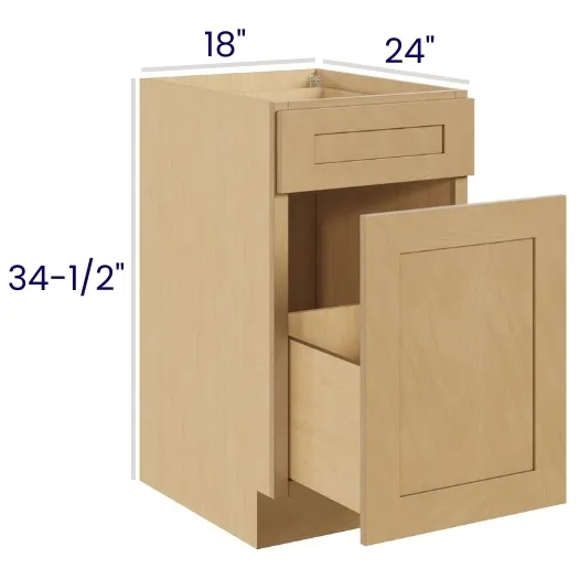 Oak Shaker Base With Waste Bin Pullout