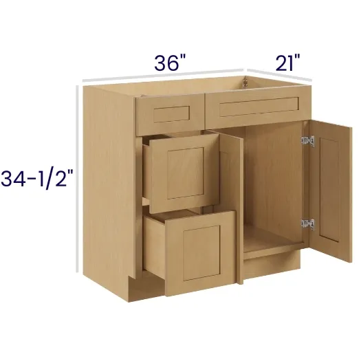Oak Shaker Vanity Combo Bases Left
