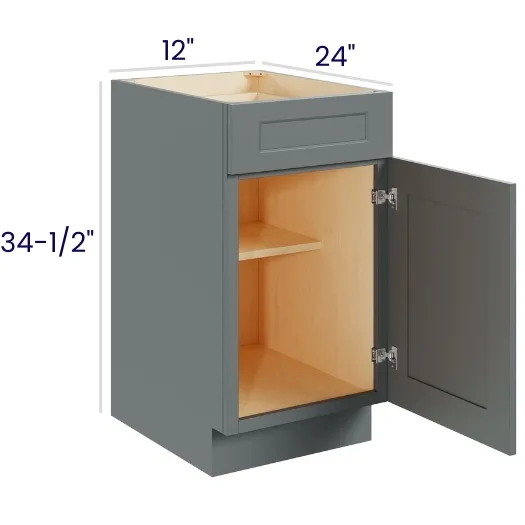 Heather Gray Shaker Single Door Single Drawer Bases