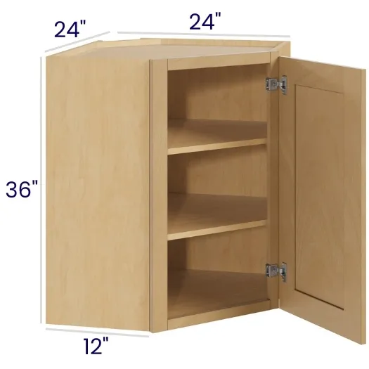 Oak Shaker Diagonal Corner Wall Cabinets