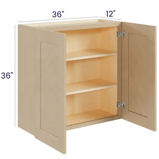 Natural Birch 36" High Wall Cabinets · Double Door
