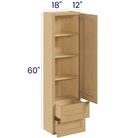 Oak Shaker Wall Cabinets with Drawers
