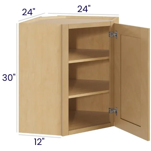 Oak Shaker Diagonal Corner Wall Cabinets