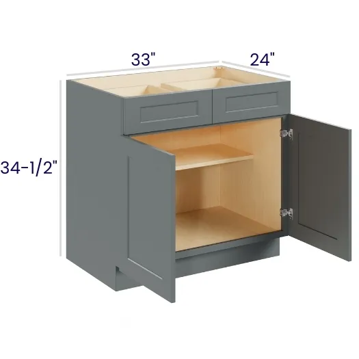 Heather Gray Shaker Double Door Double Drawer Bases