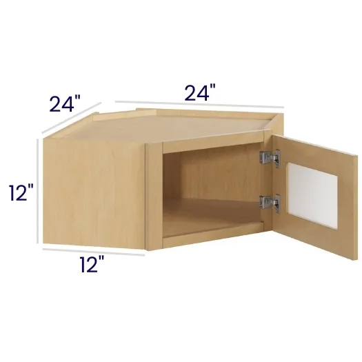 Oak Shaker Diagonal Cabinets with Glass Doors