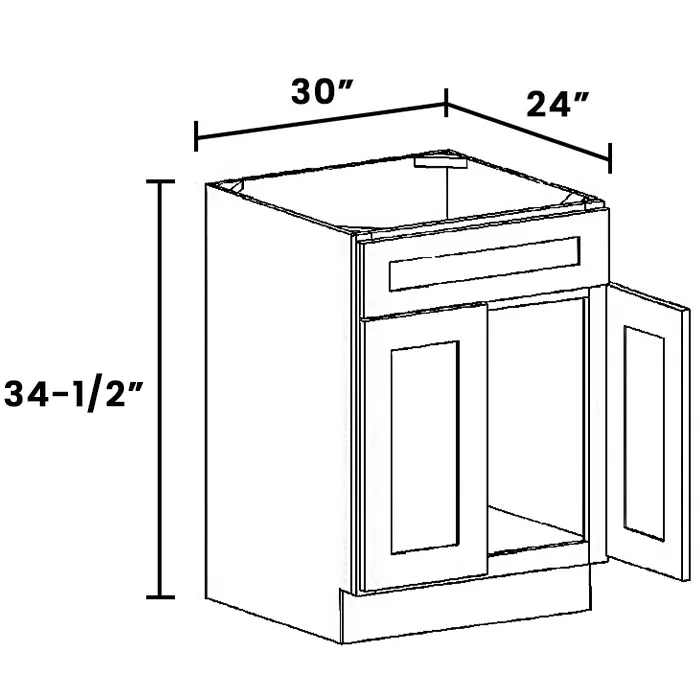 Heather Gray Shaker Sink Base · Single Drawer Front