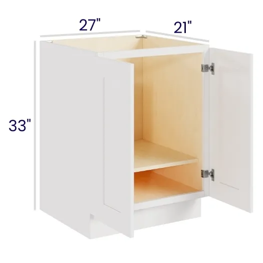 White Shaker Full Height Door Vanity Base Cabinet