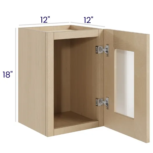 Natural Birch Single Door Stacker Cabinets · 18" Tall · Finished Interior · DOES NOT INCLUDE GLASS