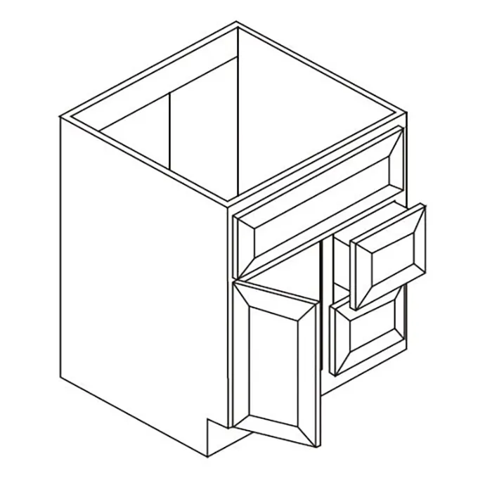 White Shaker Vanity Combo Bases · Doors Left
