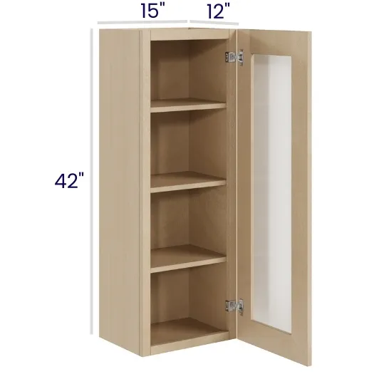 Natural Birch Glass Door Wall Cabinets · Single Door · Finished Interior · DOES NOT INCLUDE GLASS